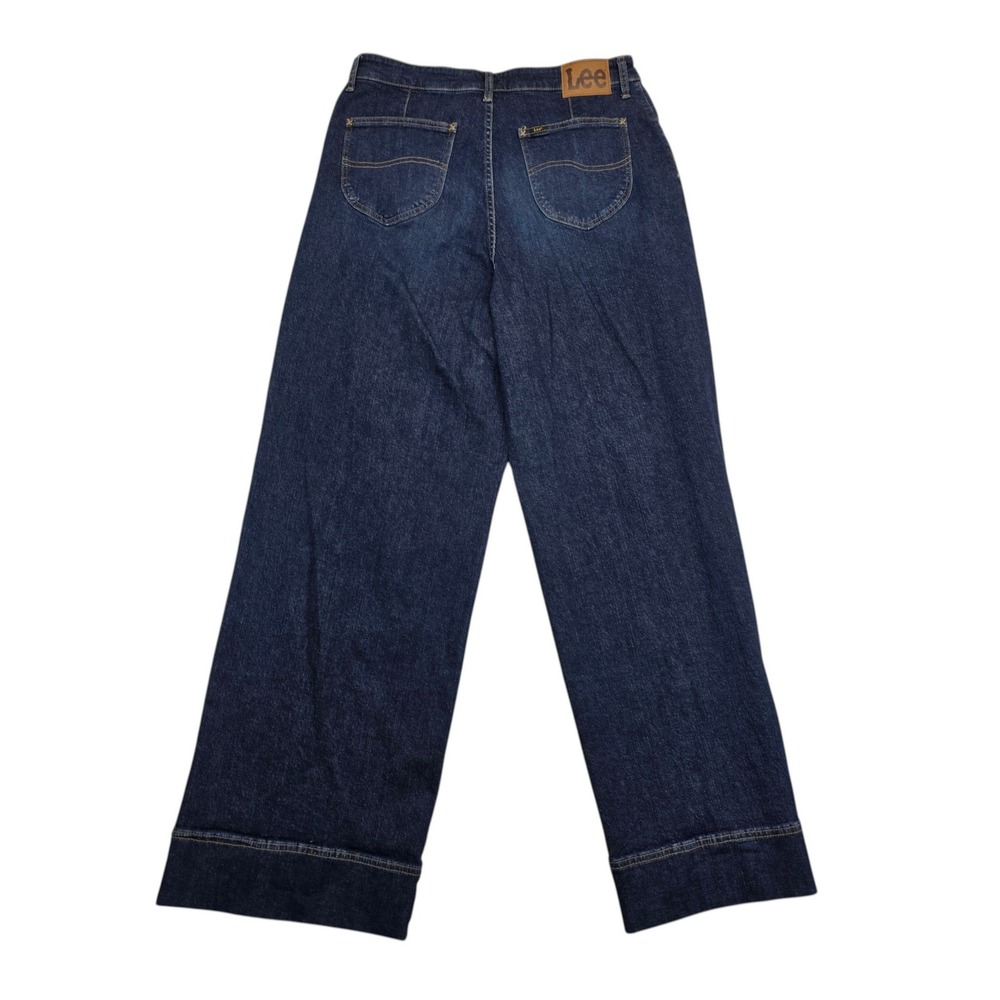 Lee Womens High Rise Wide Leg Jeans Dark Wash Indigo Denim 33x31 Baggy Retro - Picture 8 of 10